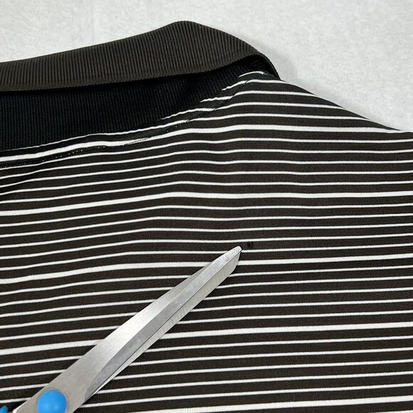 Adidas Men's XL Lightweight Short Sleeve Polo Black & White Striped Shirt - Picture 11 of 12